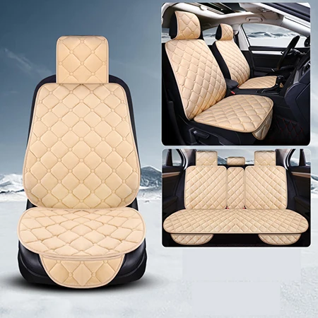 Beige Плюшевый универсальный чехол для автомобильных сидений для Volkswagen vw passat polo golf tiguan jetta touareg авто аксессуары стиль - Название цвета: Beige