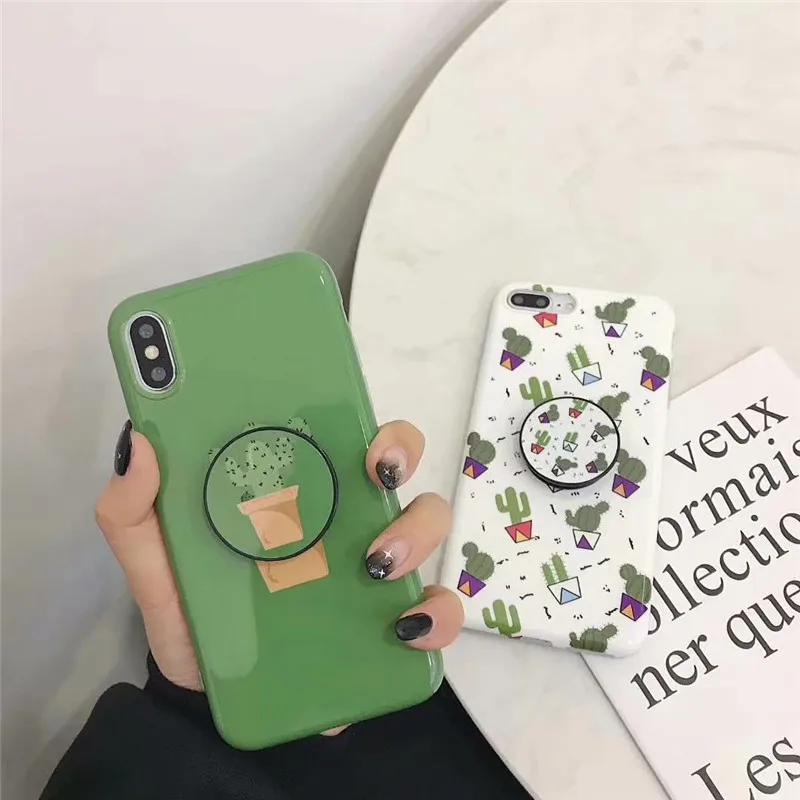 GYKZ мультяшный чехол подставка С КАКТУСОМ для iPhone XS MAX XR 7 6 6s 8 plus Мягкий силиконовый