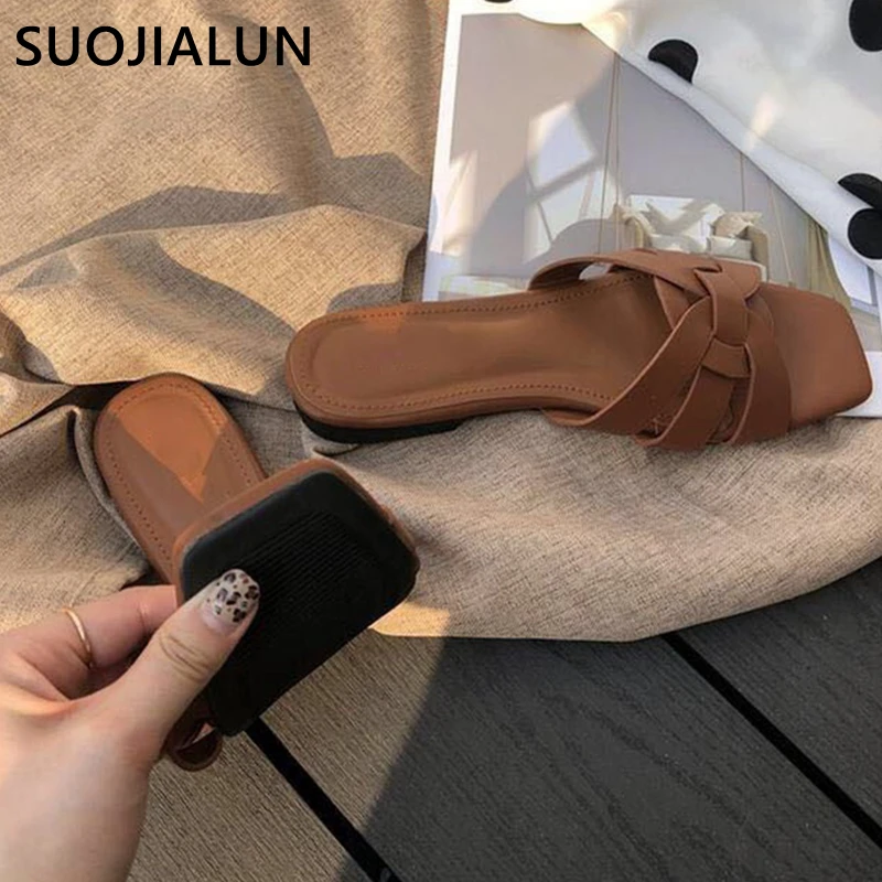 Женские пляжные шлепанцы SUOJIALUN повседневные брендовые на лето 2019|Тапочки| |