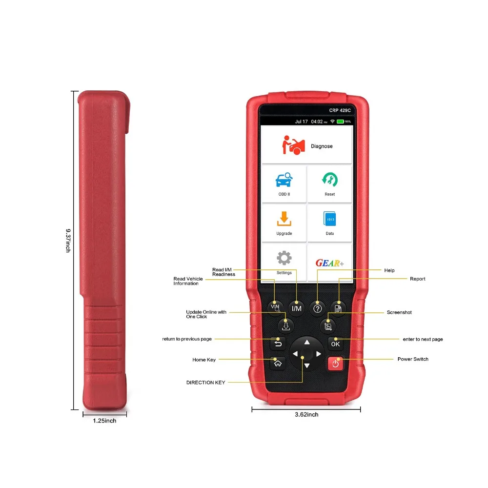 Считыватель кодов LAUNCH X431 CRP429C OBD2 Поддержка двигателя/ABS/подушки безопасности/AT + 11