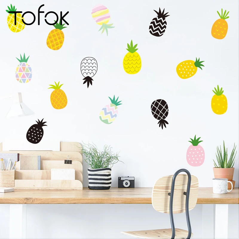 Tofok 30 шт./компл. мультяшный ананас DIY Наклейка на стену в скандинавском стиле Ins для