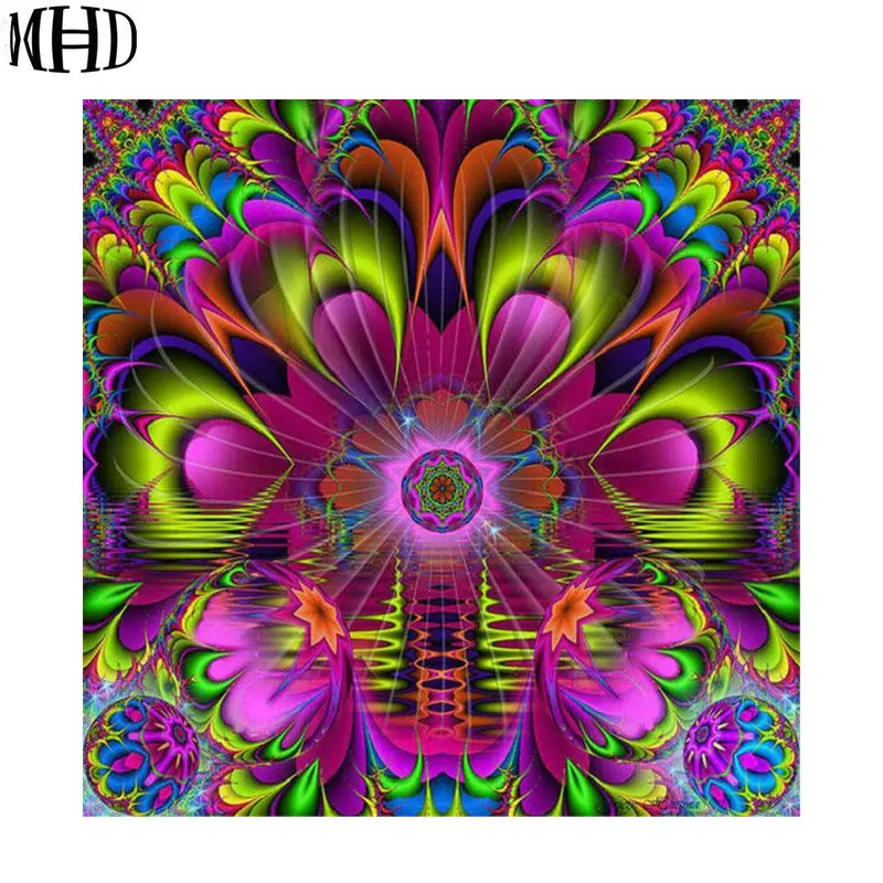 MHD 3D Алмазная вышивка цветная мандаловая икона необработанный бриллиант крестом