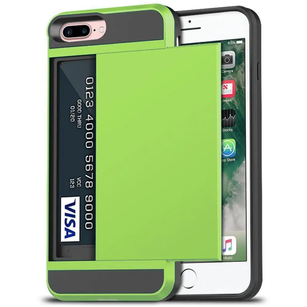 Чехол для iPhone 5 5S SE для карт 6, 6 S, 7, 8 Plus, 7+, 8+, чехол со слотом для карт, чехол для iPhone X, XS, XR, XS, MAX, 10, чехол - Цвет: Green