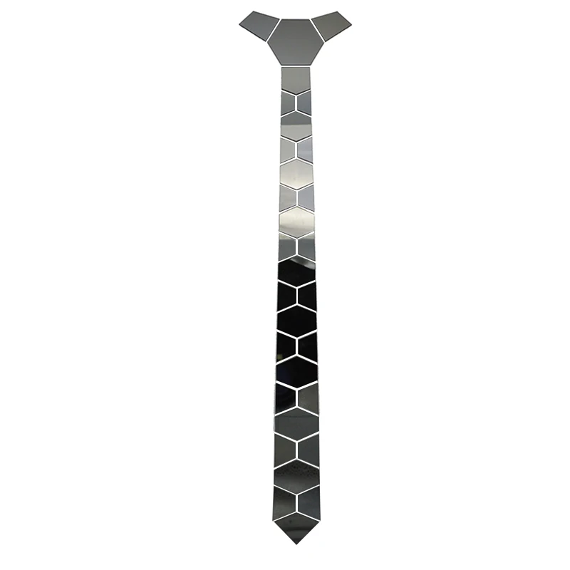 Titanium Black Геометрические блестящие акриловые черные галстуки, узкие шестиугольные Галстуки, зеркальные стильные мужские аксессуары, универсальные шестиугольные Галстуки для ночного клуба - Цвет: Titanium Black