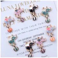 10pcs circus playing ball elephant pendant enamel gold korean charms diy jewelry accessories for handmade necklace keychains
