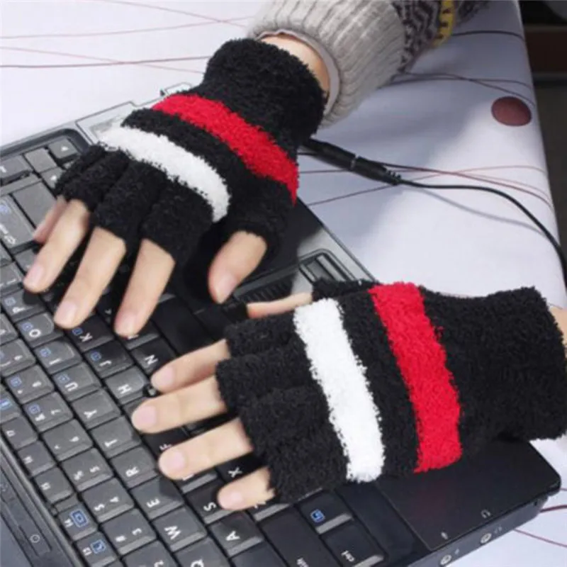

Winter Motorcycle gloves Motocross gloves green Fingerless USB Powered Heated Gloves Office Autumn Winter Hand Warmer Mittens