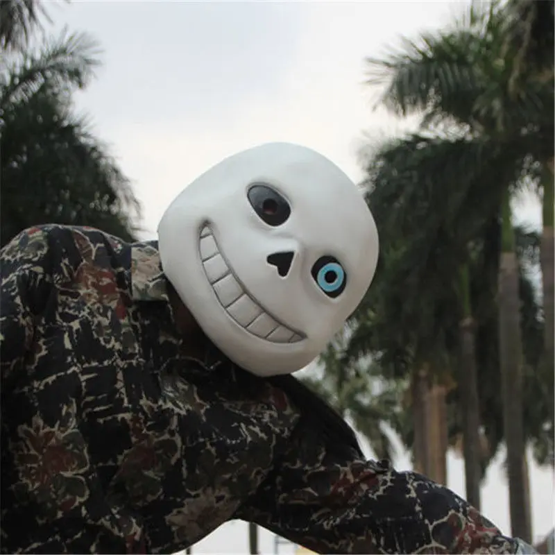 Игра под сказку Sans маска из папируса Косплей Латекс Хэллоуин синий/черные глаза