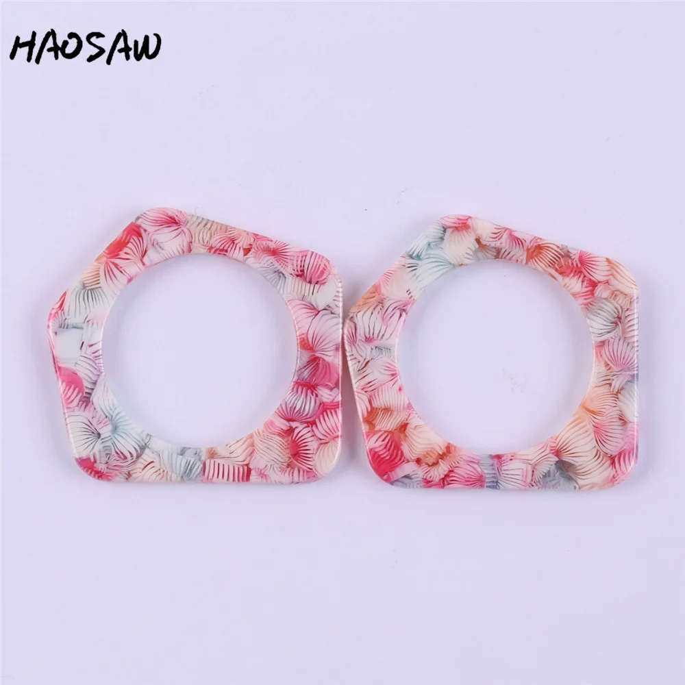 HAOSAW 34*36MM 4Pcs/Lot Spring Color Irregular Acetic Acid Parts/Jewelry Findings/Earrings Accessories/Handmade Making | Украшения и
