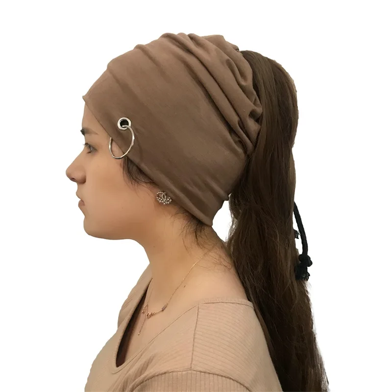 2018 Winter Skull Slouchy Ponytail Beanie Hats for Women Men Punk Rock Ring Hat Hip Hop Beanies Skullies Cotton Caps Unisex Cap |