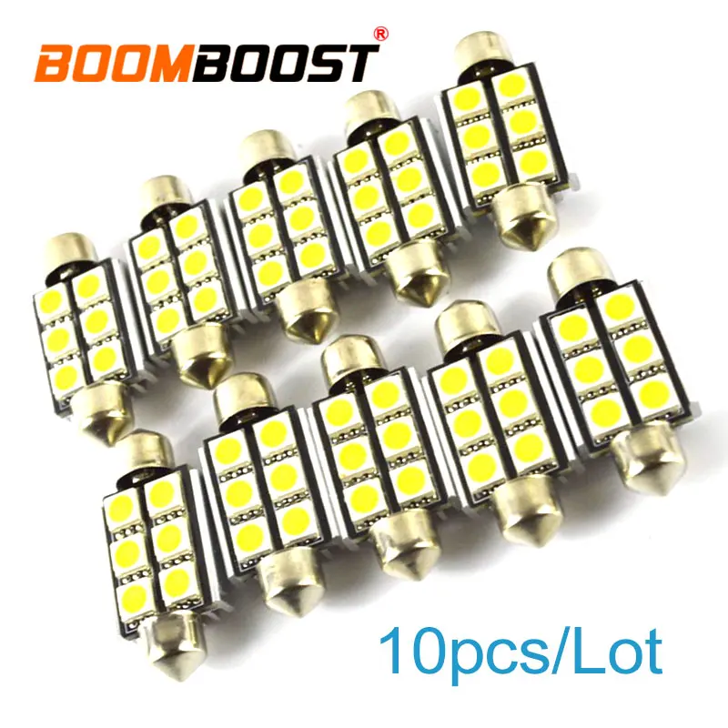 10 шт. 6SMD 36 мм 5050 Festoon COB светодиодный автомобильный светильник номерного знака для