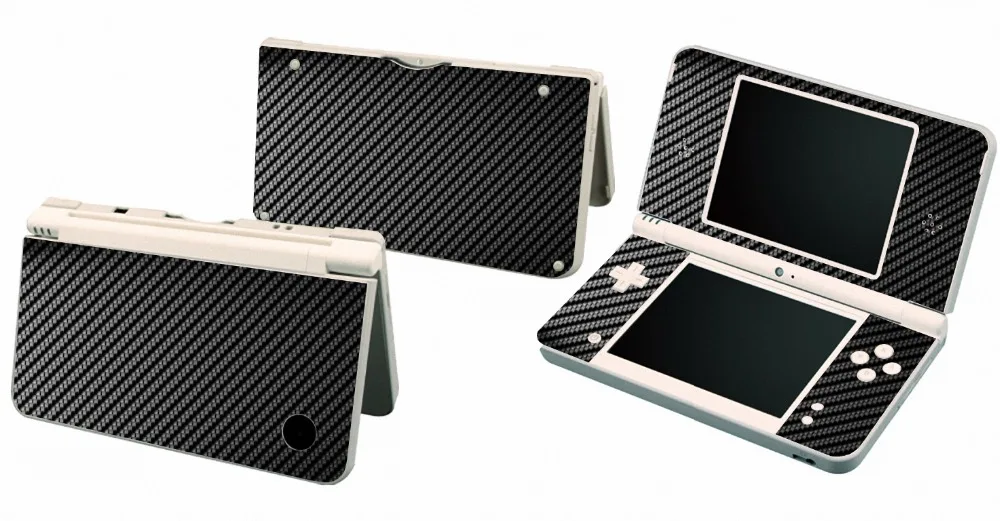 Черная Виниловая наклейка из углеродного волокна Защитная пленка для Nintendo DSI XL LL