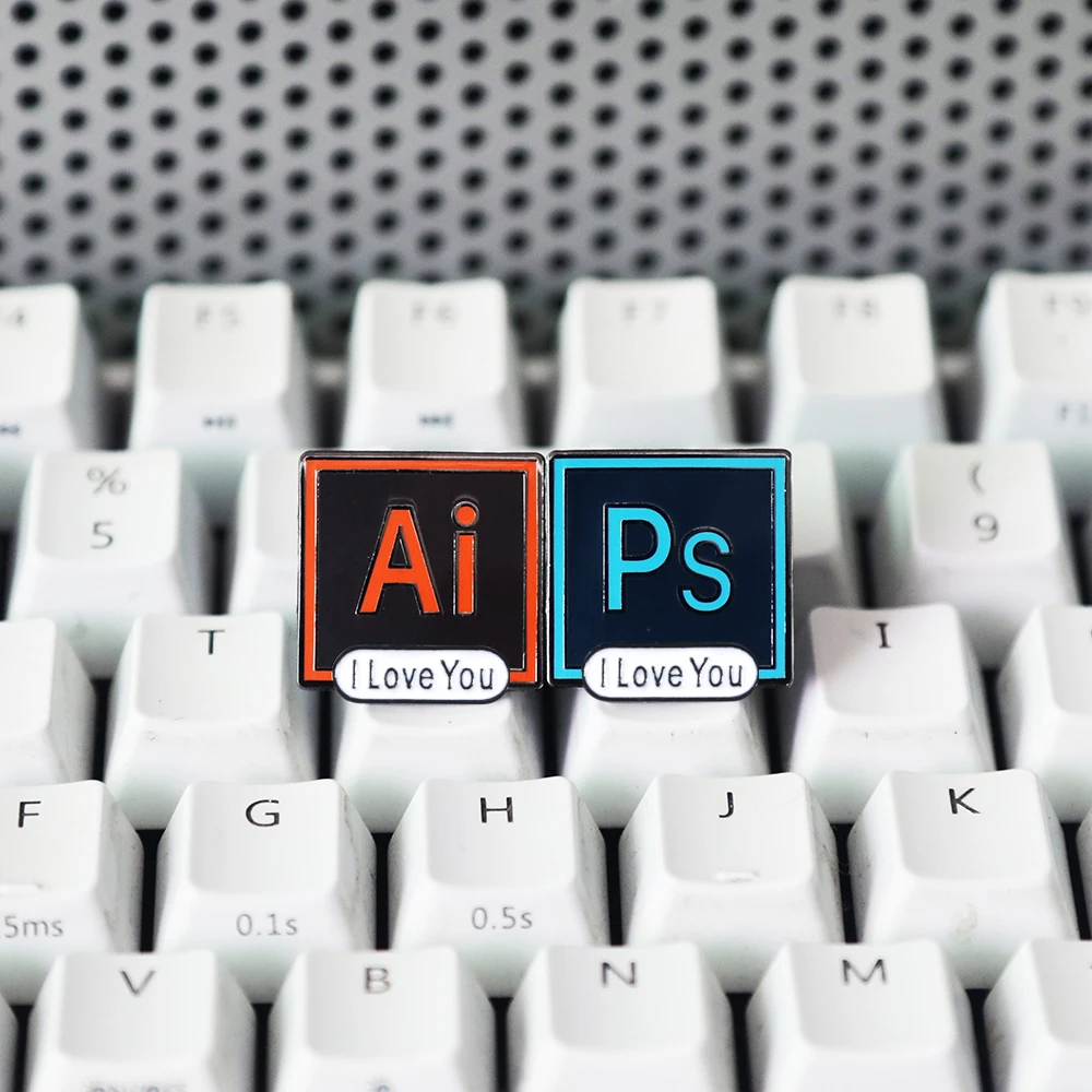 PS I LOVE YOU эмали штырь смешной фильм AI Photoshop иконы броши с пряжкой джинсовая рубашка