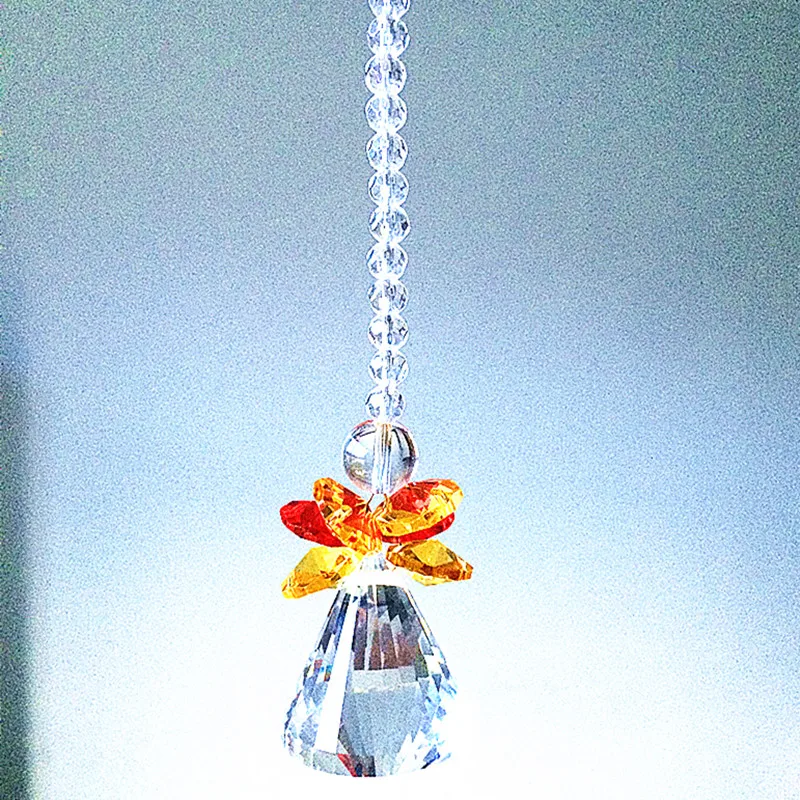 

Gold 150MM Crystal Glass Angel Pendant Hanging Suncatcher Chandelier Ball With Octagon Beads Diy Accessories for wedding Decor