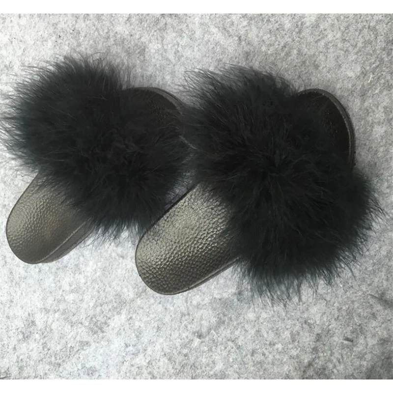 Женские тапочки; zapatos mujer; женские Ползунки; пушистое страусиное перо; мех; плоская подошва; Новинка; женские повседневные домашние тапочки; Вьетнамки; сезон осень