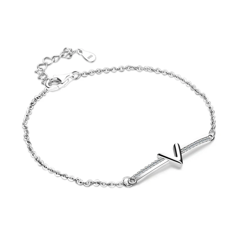 

Новое поступление, модные ювелирные изделия из стерлингового серебра 925 пробы, простые волнистые геометрические браслеты с v-образной фигур...