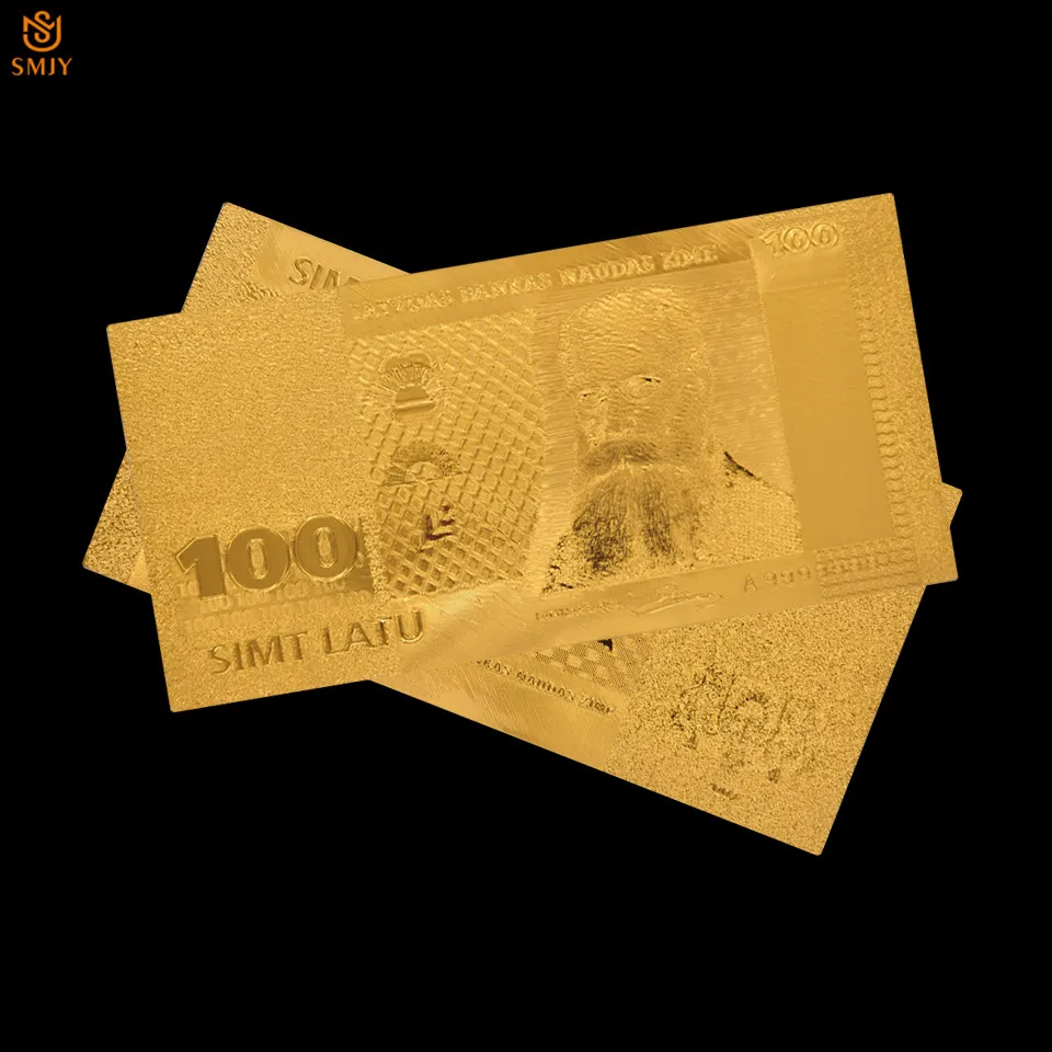 Лидер продаж 2018 латвийские золотые банкноты с 100 латами 24 к позолоченные