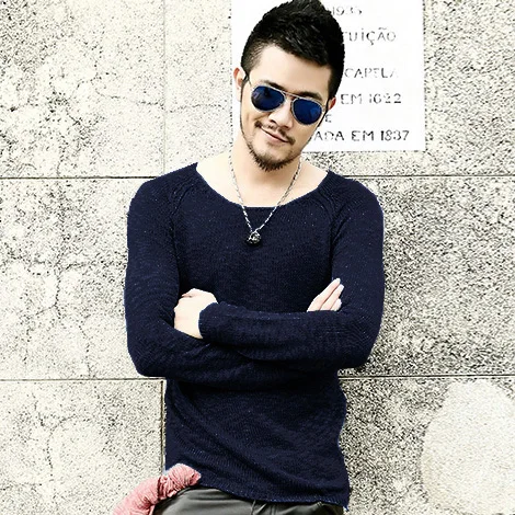 Мужчины о-образным вырезом кашемировый свитер из шерсти смешанные пуловеры