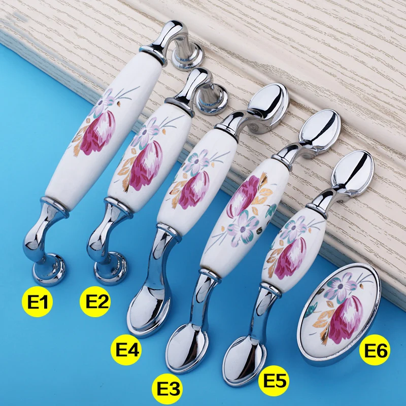 5 шт. керамическая ручка двери китайская ящик тюльпана Потяните винтажные