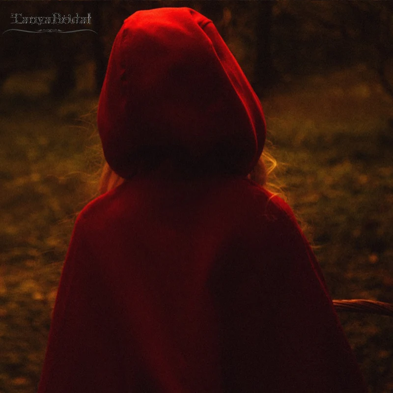 Красная накидка свадебная с капюшоном женская зимняя одежда для косплея шали и