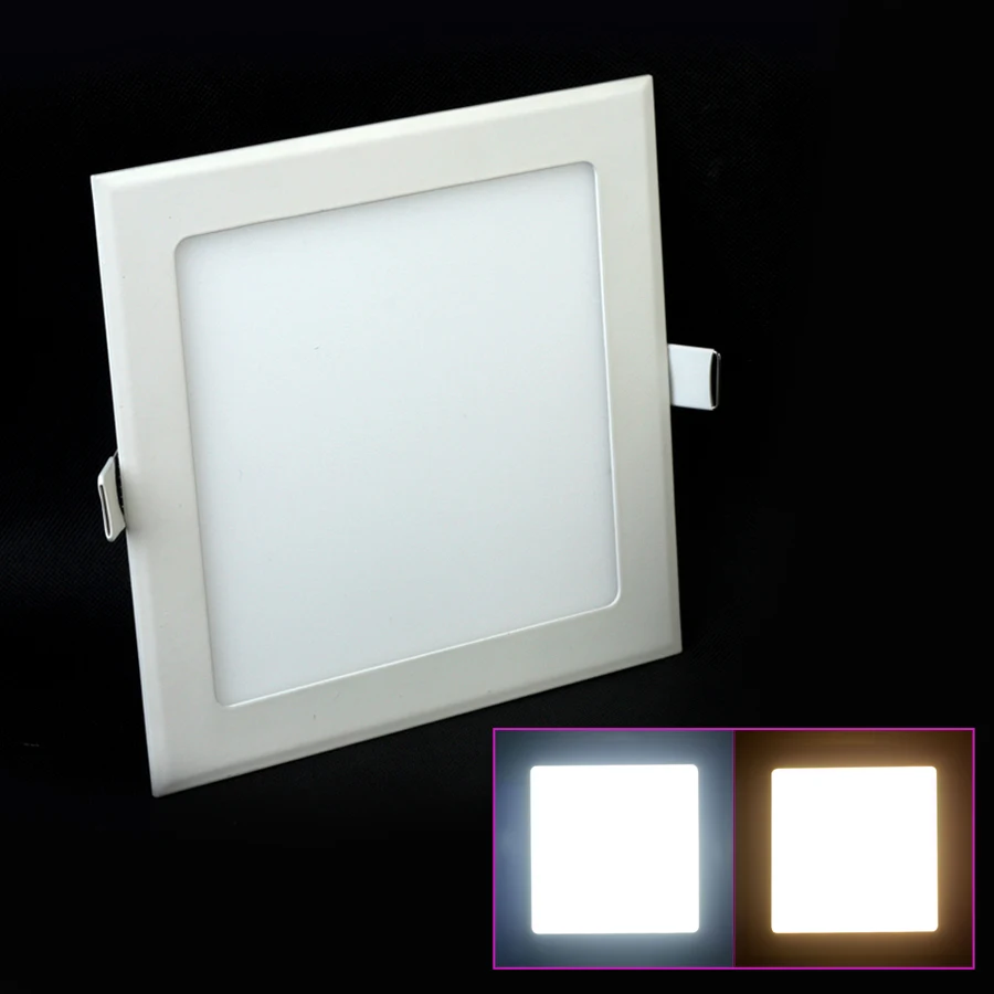 10 unids/lote regulable Ultra delgada 3W/4W/ 6W / 9W / 12W /15W/ 25W LED Downlight empotrable en techo rejilla/Slim redondo/cuadrado de la luz del Panel