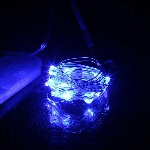 2 м 20LED медная серебряная проволока гирлянды водонепроницаемый праздничное освещение для сказочной рождественской елки Свадебная вечеринка украшения - Испускаемый цвет: Blue