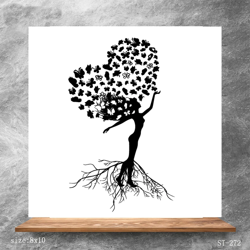 

ZhuoAng Love Tree Heart-shape Clear Stamps/Silicone Transparent Seals for DIY scrapbooking photo album Clear Stamps 8*10cm