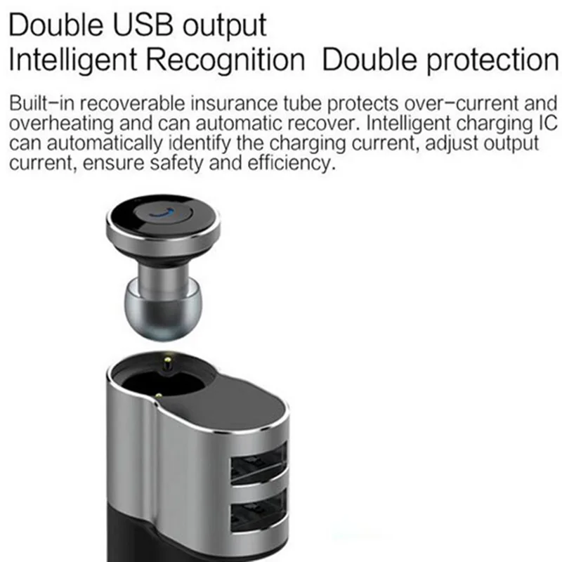 Ameec Беспроводной Bluetooth гарнитура наушники 2 USB Порты автомобиля Зарядное