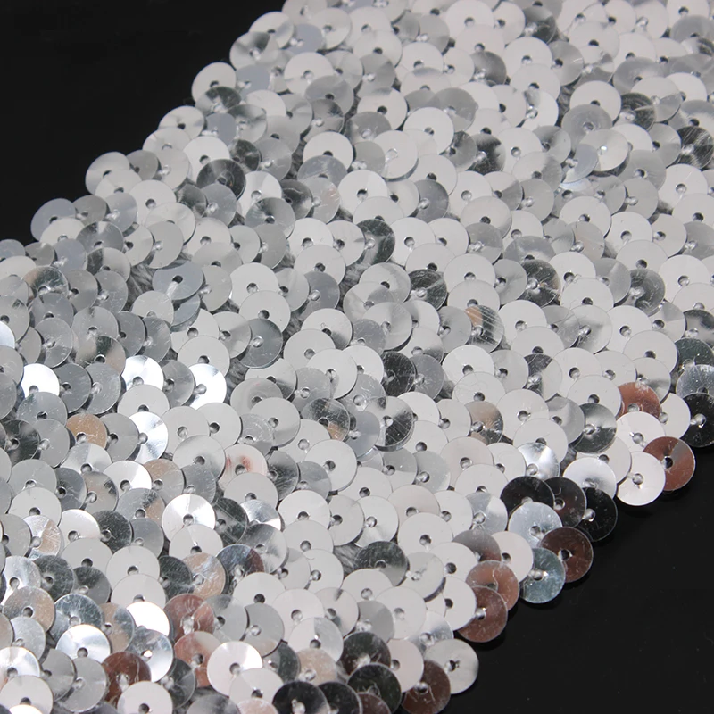 10 ярдов 9 ряд бисерные серебряные блестки эластичная Эластичная отделка Кружева