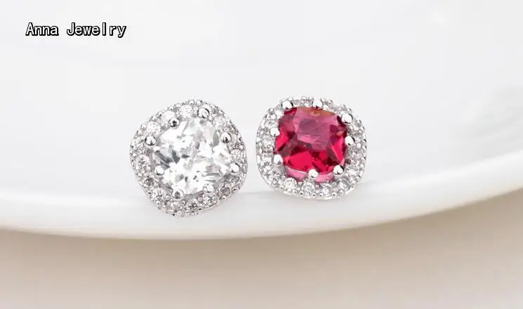 Блестящие дизайнерские серьги с бриллиантами из фианита посеребренные стальные