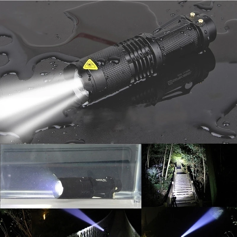 Мощный 3 режима SK68 CREE Q5 светодиодный фонарик Zoom Тактический уличный фонарь lanterna