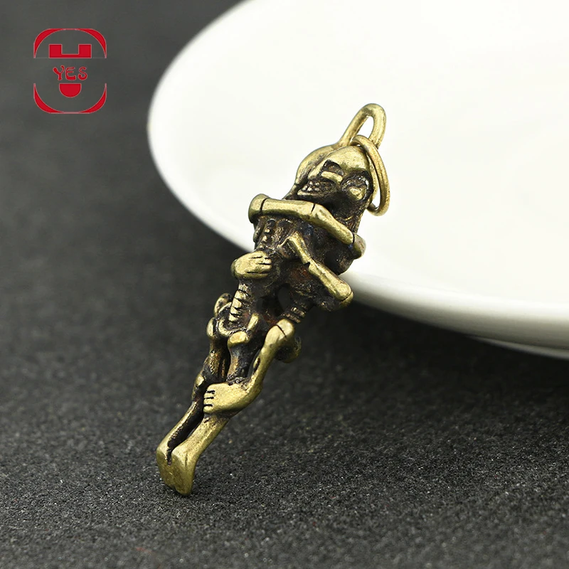 Винтажная латунная мини подвеска в виде черепа украшение для дома и офиса