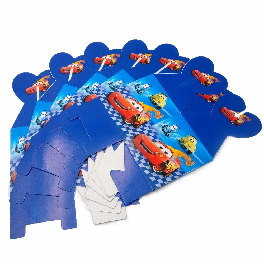 6 шт./компл. бумажная коробка для конфет с мультяшными автомобилями вечерние