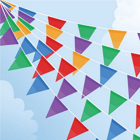 Флажки с флажками 10 м, разноцветные флажки с радужным декором для вечерние и свадеб, баннеры с флажками, украшения для детского дня рождения