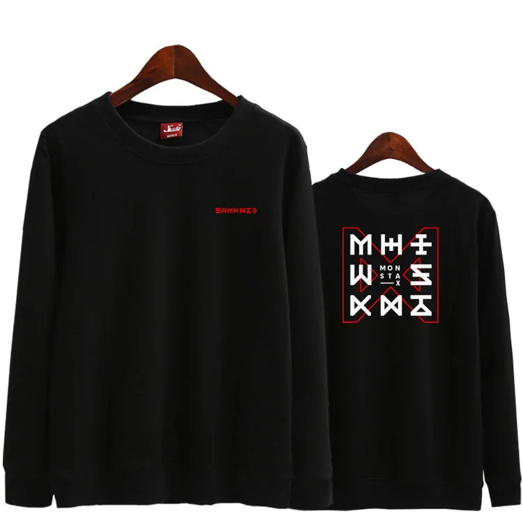 

Новое поступление, тонкая толстовка с круглым вырезом и принтом kpop monsta x the code для фанатов kpop, Свободный пуловер унисекс, толстовки
