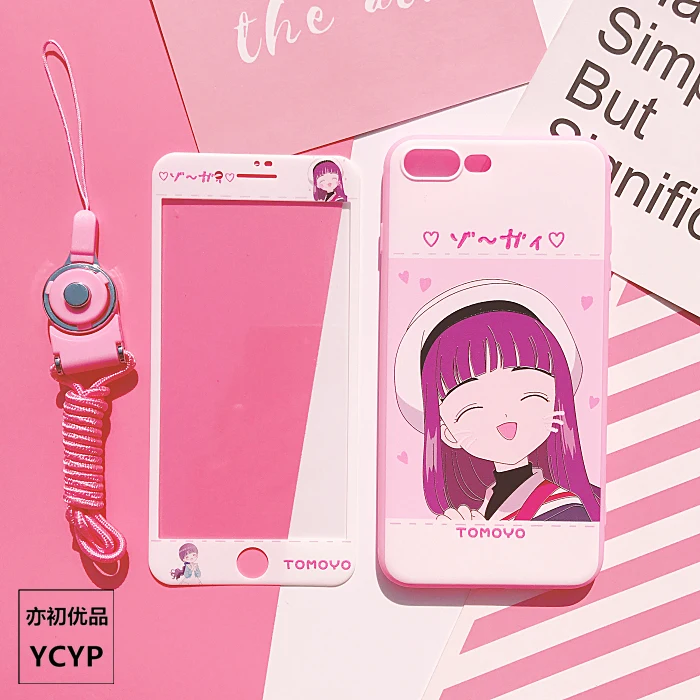 Для iphone XS Max милый Cardcaptor Sakura задний Чехол+ пленка для экрана из закаленного стекла, Девушка Мягкий чехол для iphone X XR 6 7 8plus - Цвет: As shown