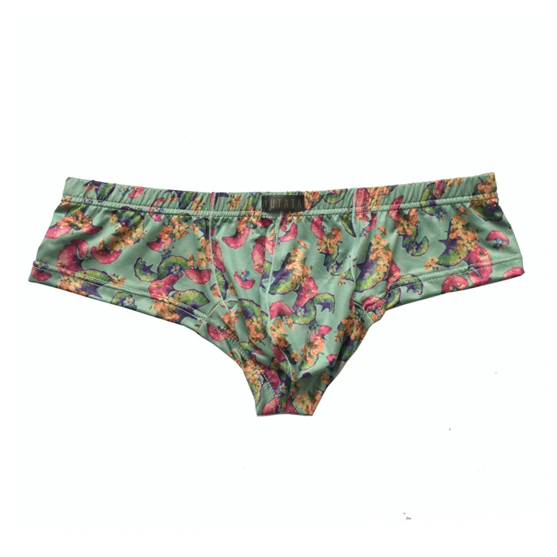 Трусы боксеры мужские с принтом листьев гинкго маленькие шорты из молочного