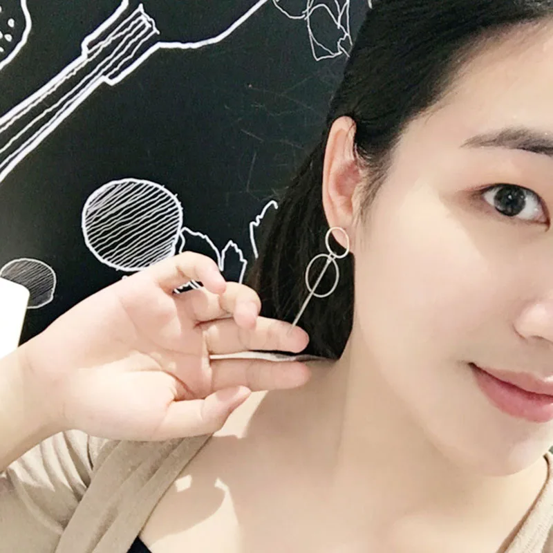 Новинка модные элегантные серьги кольца двойные полые круглые для женщин