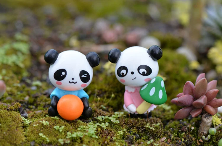 Dreamme 4 styles Naughty Panda 3.7cm PVC Cute Miniature Figurine Anime Action Figure Toys for Home Garden Decor DIY Accessories | Игрушки и