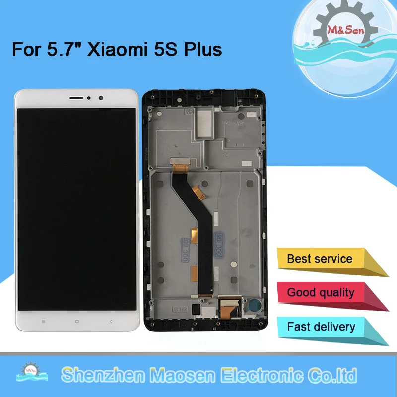 

5,7 "Оригинальный M & Sen для Xiaomi 5S Plus Mi 5S Plus Mi5S Plus ЖК-экран + сенсорная панель дигитайзер Рамка для Xiaomi Mi 5S Plus