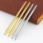 Mont Boligrafos Slim Light Gold And Silver Color Rotating Ballpoint Pen Slender Commercial Metal Oily Gift Free Shippin