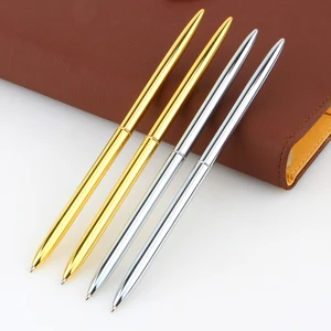 Mont Boligrafos Slim Light Gold And Silver Color Rotating Ballpoint Pen Slender Commercial Metal Oily Gift Free Shippin