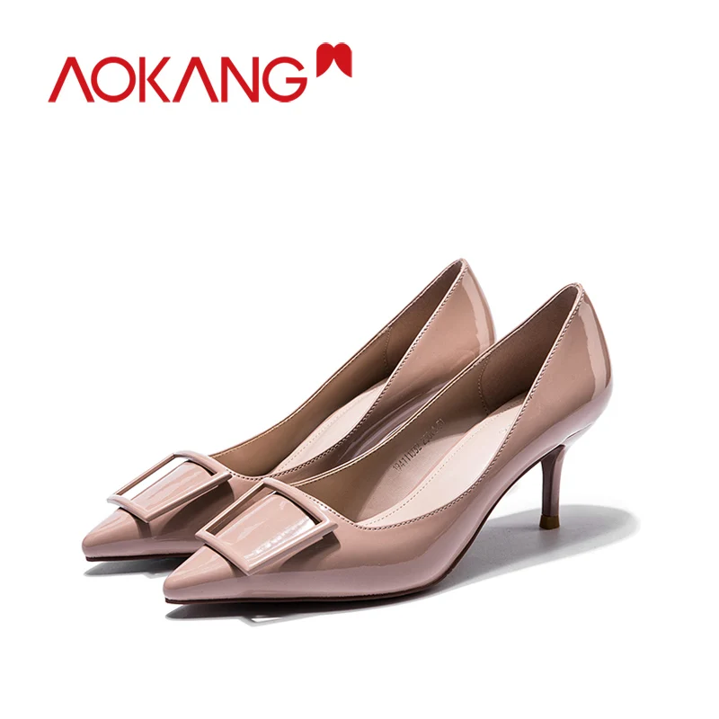 AOKANG/2019 г. Весенняя модная обувь женские туфли лодочки на высоком каблуке офисные