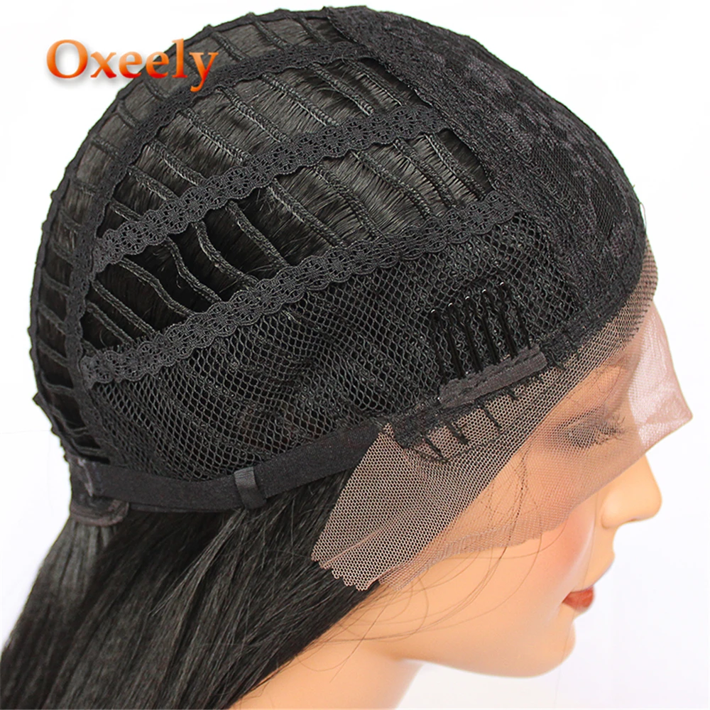 Oxeely Боб синтетические волосы на кружеве парики короткие прямые#30 коричневые волосы на кружеве парики для женщин средний пробор термостойкие