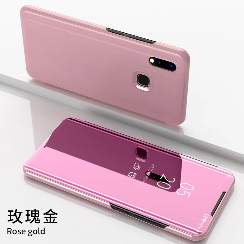 rose gold ДЛЯ VIVO Y95 чехол роскошное умное зеркало вид кожаный флип оболочка Стенд чехол для VIVO Y91 крышка телефона оболочка Coque VIVO Y 91 Y95 - Цвет: rose gold