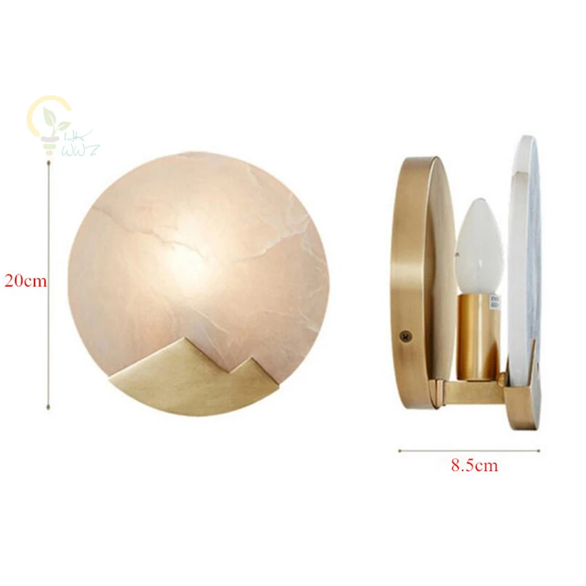 

Nordic Modern Simple Marble LED Wall Lamp Bedroom Headway Living Room Background Copper Wall Light Fixtures Hotel Wall Sconce