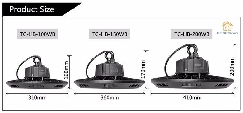 BRIGHTINWD IP65 100-265 в светодиодный светильник UFO High Bay 100 Вт 150 Вт 200 Вт светодиодный потолочный шахтерский светильник Светодиодный промышленный Точечный светильник ing