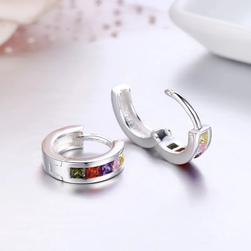 Милые круглые фианит из стерлингового серебра 925 пробы с маленькими петлями