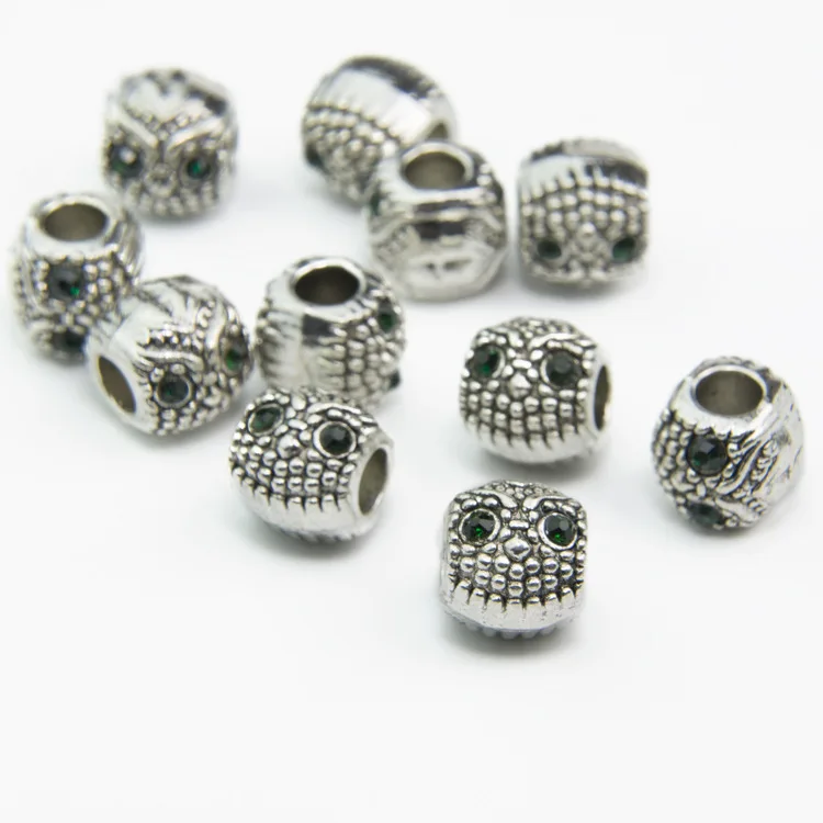 Зеленый Кристалл глаз Сова Европейские Бусины Diy бусины амулеты подходят