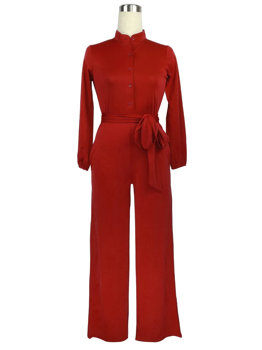 

Casual Solid Women Jumpsuit Elegant O Neck Long Sleeve Sashes Lace Up Bandage Jumpsuit Women Office Lady Female Body Jumpsuit