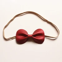resale 1pcs bows hair pu leather texture faux leather bowknot hair bands elastic bands toddlers modish girls hairbands headbands